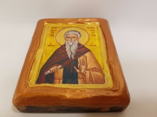 Icono raro del cristianismo ortodoxo oriental de Saint Hilarion Ilarion - Imagen 4 de 8