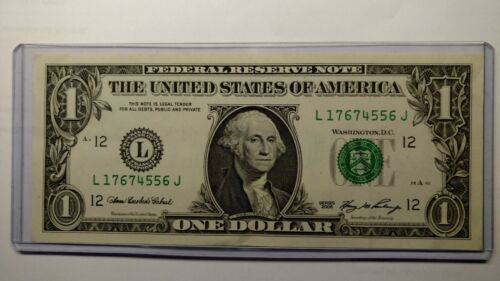 2006 $1 One Dollar Note US Currency money Circulated FEDERAL RESERVE NOTE.