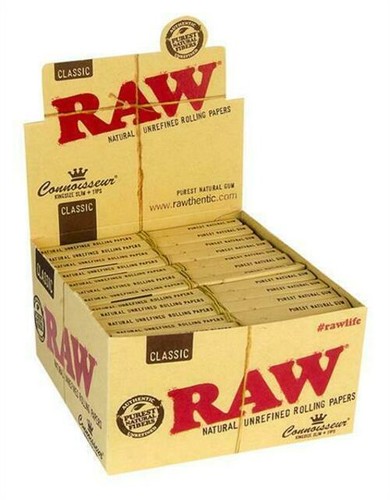 RAW 200's Classic Zigarettenpapier Ohne Knick | 5 Heftchen à 200 Blättchen | Natürlich, Ungebleicht, Criss-Cross-Wasserzeichen