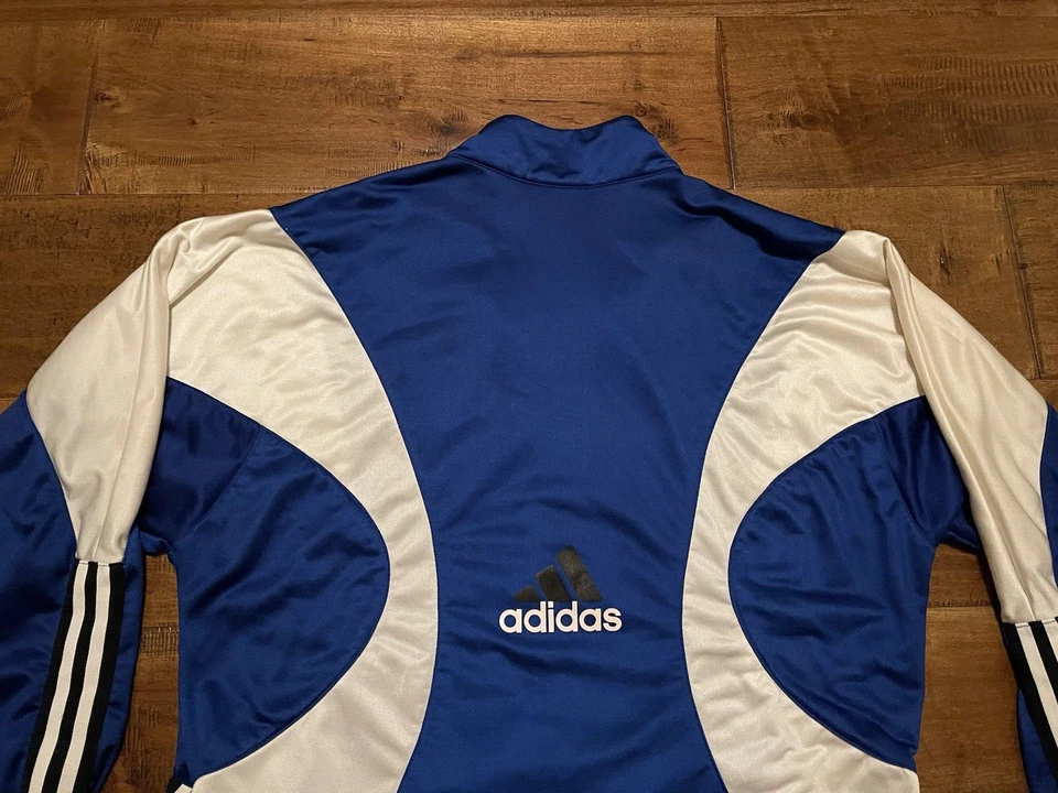 Vintage Adidas Blue White Full Zip Athletic Soccer Track Jacket - Men's Medium - Image 2 of 4