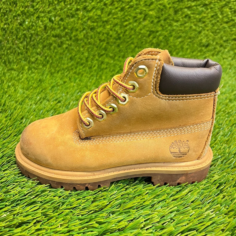 Timberland 6 Inch Premium Boys Size 9C Brown Hiking Waterproof Hiking Boots - Image 3 of 4