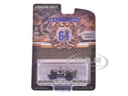 1942 WILLYS JEEP MB "1ST CANADIAN TANK BRIGADE" 1/64 DIECAST GREENLIGHT 61050 A - Picture 7 of 7