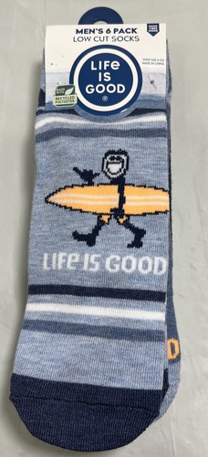 Life is Good Socken Surfer Strand tief geschnitten Herren 6 Paar Multipack blau Streifen