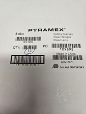 Pyramex S510S Solo Safety Glasses, Clear Temples, Clear Lens, Lot of 12