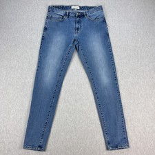 Dapper Boi Jeans Mens 34x32 Blue Denim Slim Fit Tapered Faded Stretch