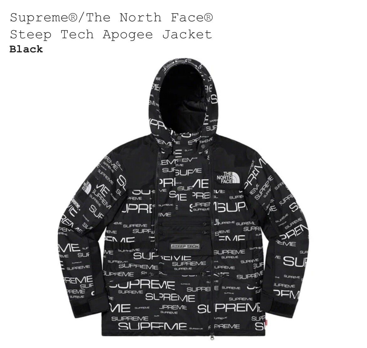 Supreme x The North Face Steep Tech Apogee Jacket Size Medium FW21 Black  White