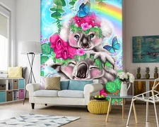 3D Flower Koala A1061 Wallpaper Wall Mural Self-adhesive Sheena Pike Amy