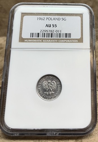 Poland 1962 5 Groszy NGC AU 55 Aluminum - Picture 2 of 4