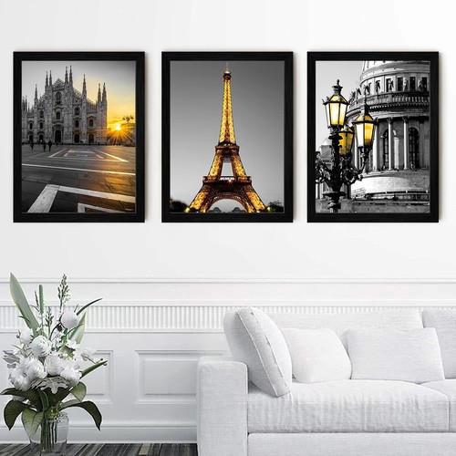 Framed Wall Art Paris Decor Eiffel Tower Wall Art for Bedroom Black and
