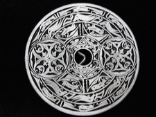 QL07132 NOS VINTAGE 1974  ANCIENT DIAGRAM OF ANIMALS  FANTASY ART BUCKLE