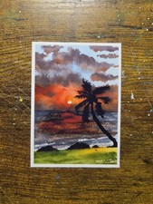 ACEO *Art Print Original Watercolor Sunset  2.5x3.5