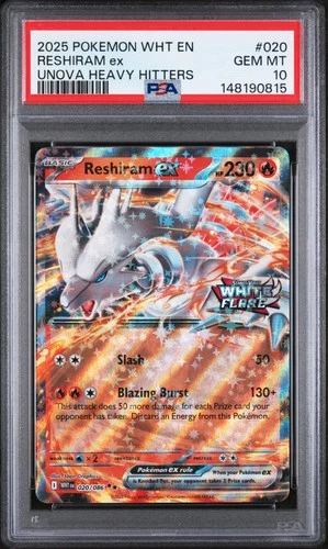 2025 POKEMON WHT EN-WHITE FLARE #020 RESHIRAM EX PSA 10