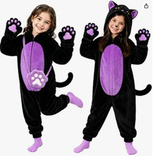 Black Cat Costume for Girls- Halloween Costume for Kids Role Play with Bag,9-10Y