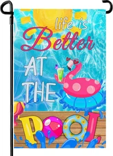 Pool Garden Flag Swimming Pool Party Yard Flags Summer Welcome Decorative Flags 