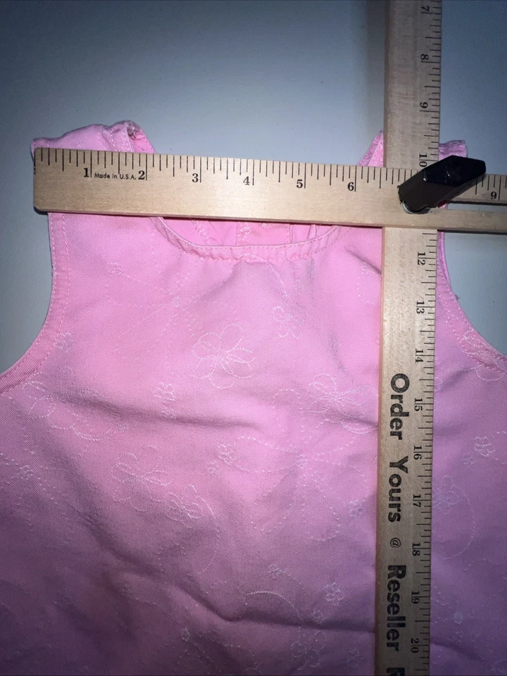 Vestido Gloria Desteñido Niñas 4T Rosa Sin Mangas Bordado Diseño Floral Botón Trasero Foto 2 de 4