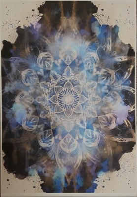 Mandala 1of1 Avant-garde Watercolor Mixed Media Print Signed By D.Voeu Blotters