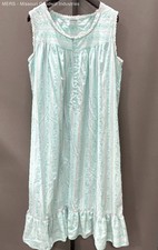 Vintage 80s Cottagecore Nightgown Women's 8 Green Floral Cotton Retro Loungewear