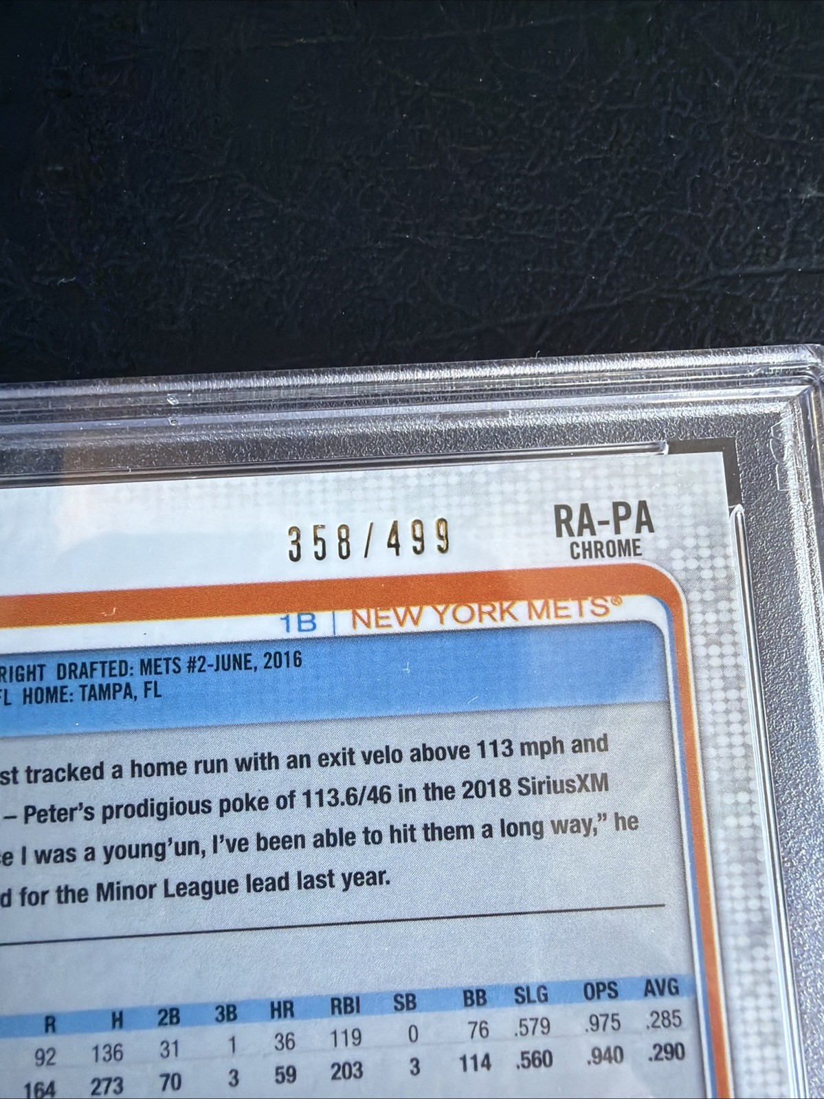 Topps 2019 Chrome Pete Alonso Rookie Auto Refractor /499 PSA 9 Mets RA-PA view 6