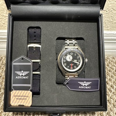 Watch AEROMAT BELUGA Black with extra band , Never Used, New Watch