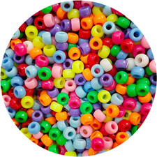 2000 Pony Beads Bulk 6x9mm Multi-Colored Plastic Craft Small,