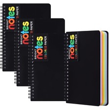 4 Pack 5 x 7in Spiral Notebook, Spiral Journals, Poly Cover 7 Bright Neon Col...
