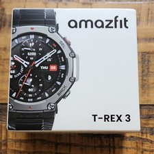 Amazfit T-Rex 3 Smart Watch GPS AMOLED Stainless Steel Black Silicone Band