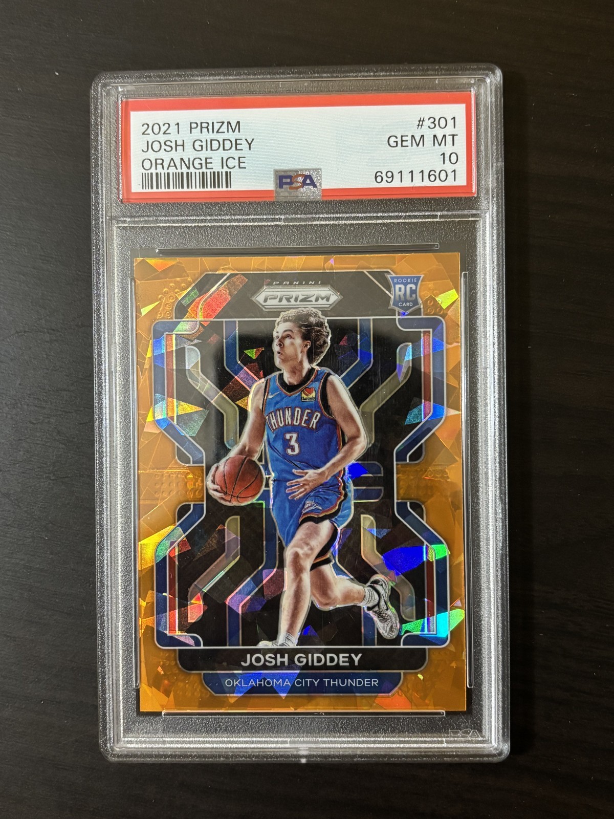 Josh Giddey 2021-22 Prizm Rookie Orange Cracked Ice #301 PSA 10 RC Gem MT Mint