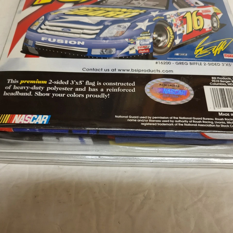 Greg Biffle Nascar  # 16 NATIONAL GUARD DOUBLE SIDED 3 x 5 FLAG - Image 4 of 4