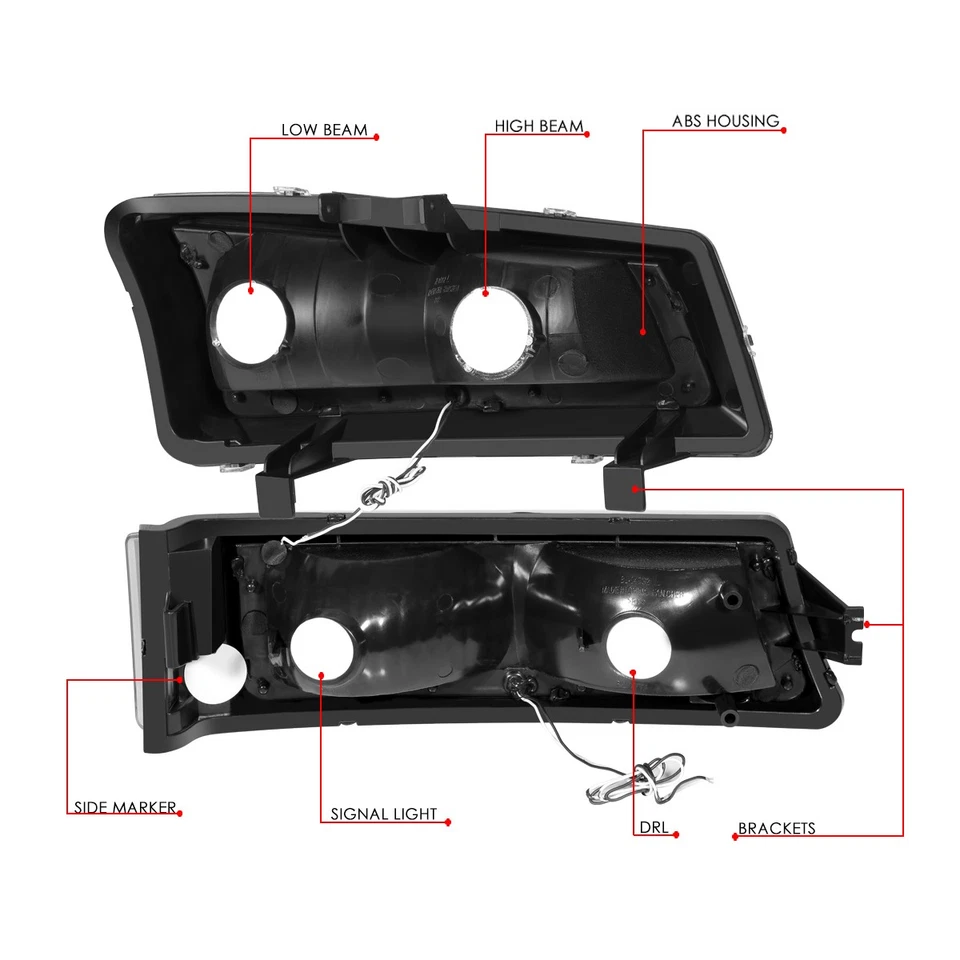 Black LED Headlight Bumper Parking Lamps w/Bracket for 03-07 Silverado Avalanche Foto 4 de 4