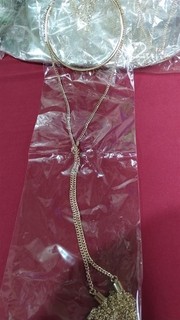 (LOT #04) LOT OF 12 QUALITY HEAVY GOLD TONE FRINGE CHOKER & EARRING SETS