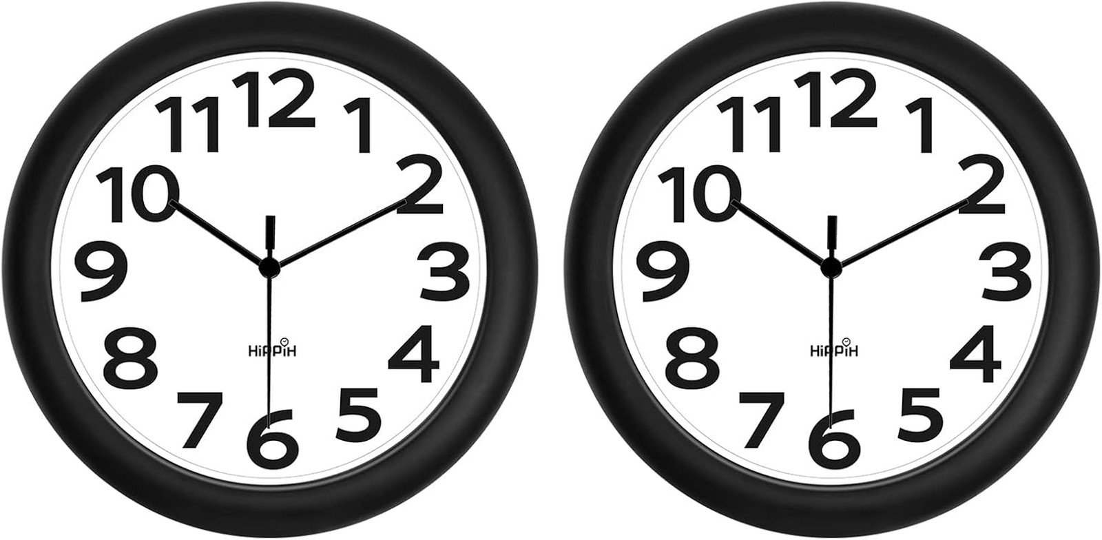 2 Pack Silent Wall Clock, 10 Inch Non Ticking Quiet Digital Sweep Decorative Bat