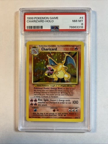 Pokemon Charizard Base Set Unlimited Holo Rare #4 PSA 8