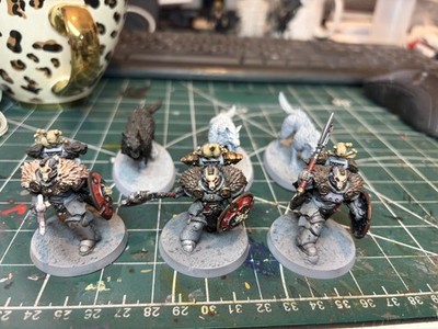 Warhammer 40k Space Wolves Wolf Guard Headtakers umgebaut teilbemalt