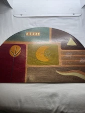 Kakadu Art Hand-Painted Wood Panel 20.5” x 12” Abstract Wall Art Signed Reut S