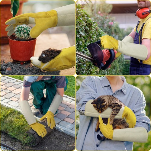 Guanti da potatura rosa per uomo e donna, pelle antispina, regali giardinaggio - Foto 7 di 7