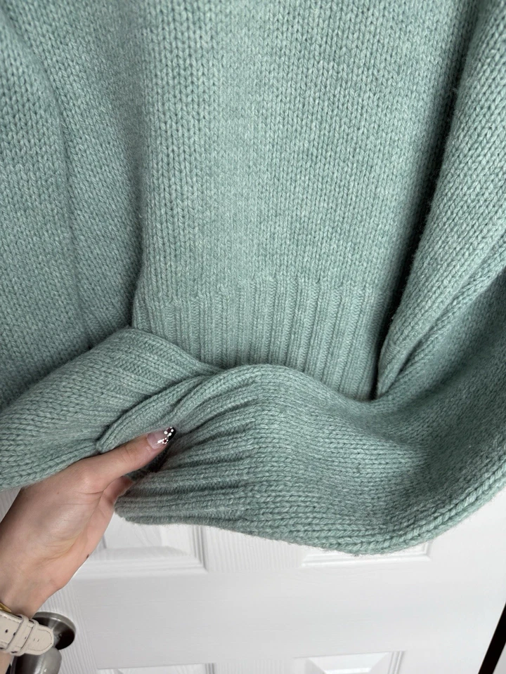 Blusa cropped J.CREW 100% lã verde sálvia malha inverno manga longa tamanho XL - Imagem 3 de 4