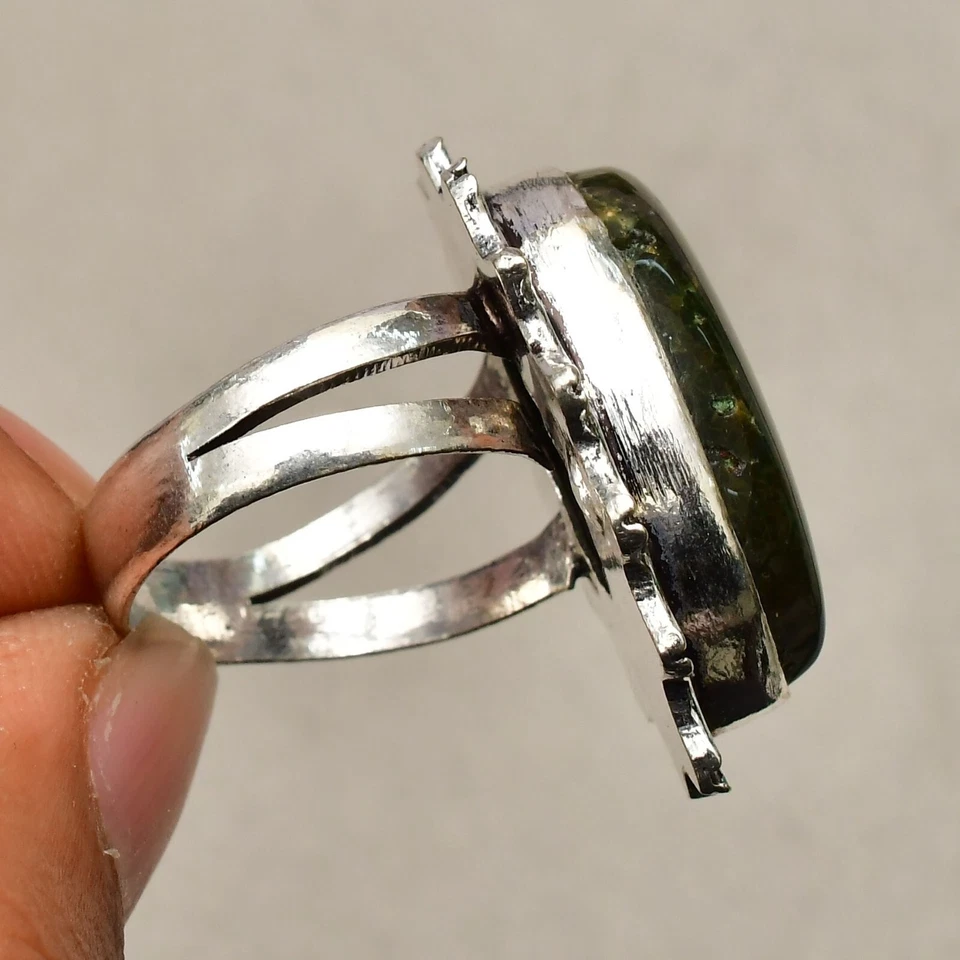 Anello gioiello in argento sterling 925 fatto a mano con pietre preziose in... - Immagine 2 di 4