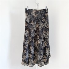 VTG White Stag Maxi Skirt Size Small Black Floral Tiered Whimsigoth Fairy Grunge