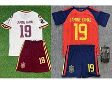 New!! Lamine Yamal #19 Spain Kids Soccer Jersey Kit Boys Girls Youth Fan...