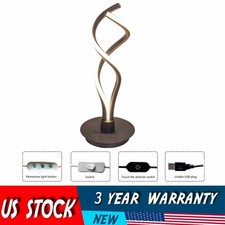 Modern LED Spiral Table Lamp Bedside Desk Decor For Bedroom Curved Light Black