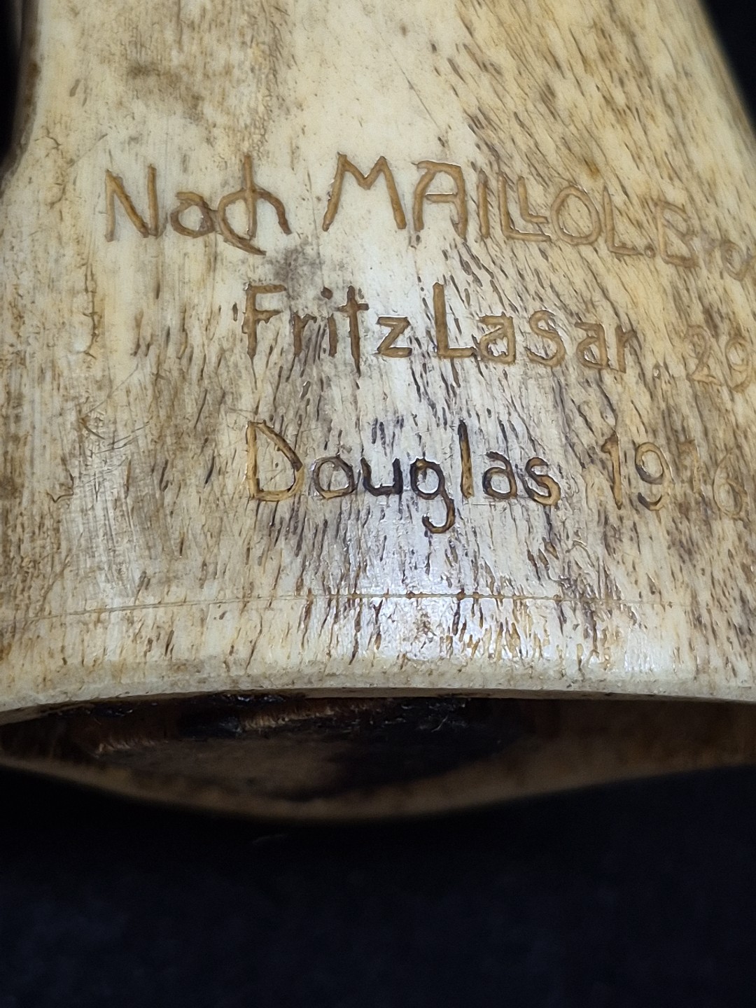 Unique 1916 WWI Fritz Lasar Bone Scrimshaw Trench Art POW