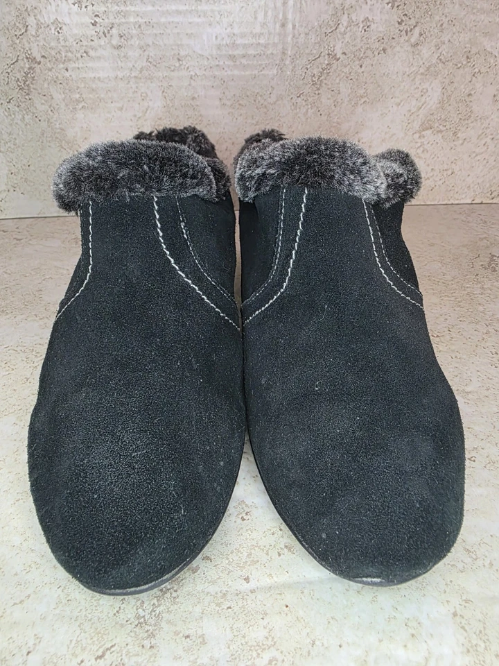 Zapatos informales Sporto de gamuza negros anchos de tacón grueso forrados de imitación para mujer talla 8 Foto 2 de 4