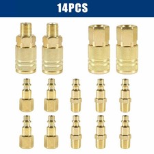 14pcs Air Hose Fittings 1/4" NPT Quick Connect Air Coupler and Plug Kit Brass K