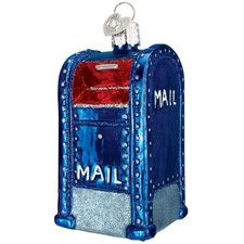Old World Christmas Glass Blown Ornament, Mailbox (With OWC Gift Box)