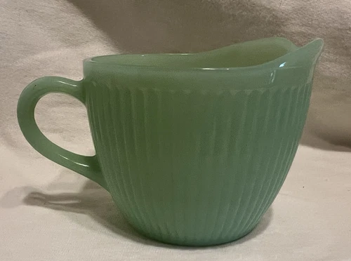 Vintage Anchor Hocking Fire King Jane Ray Green Jadeite Creamer Ribbed