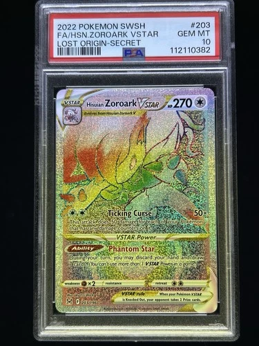 Hisuian Zoroark VSTAR (Secret) 203/196 Pokemon Lost Origin Holo PSA 10