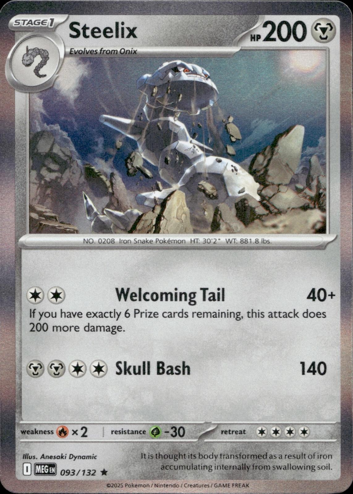 Steelix 093/132 Rare Mega Evolution Pokemon Holo Near Mint