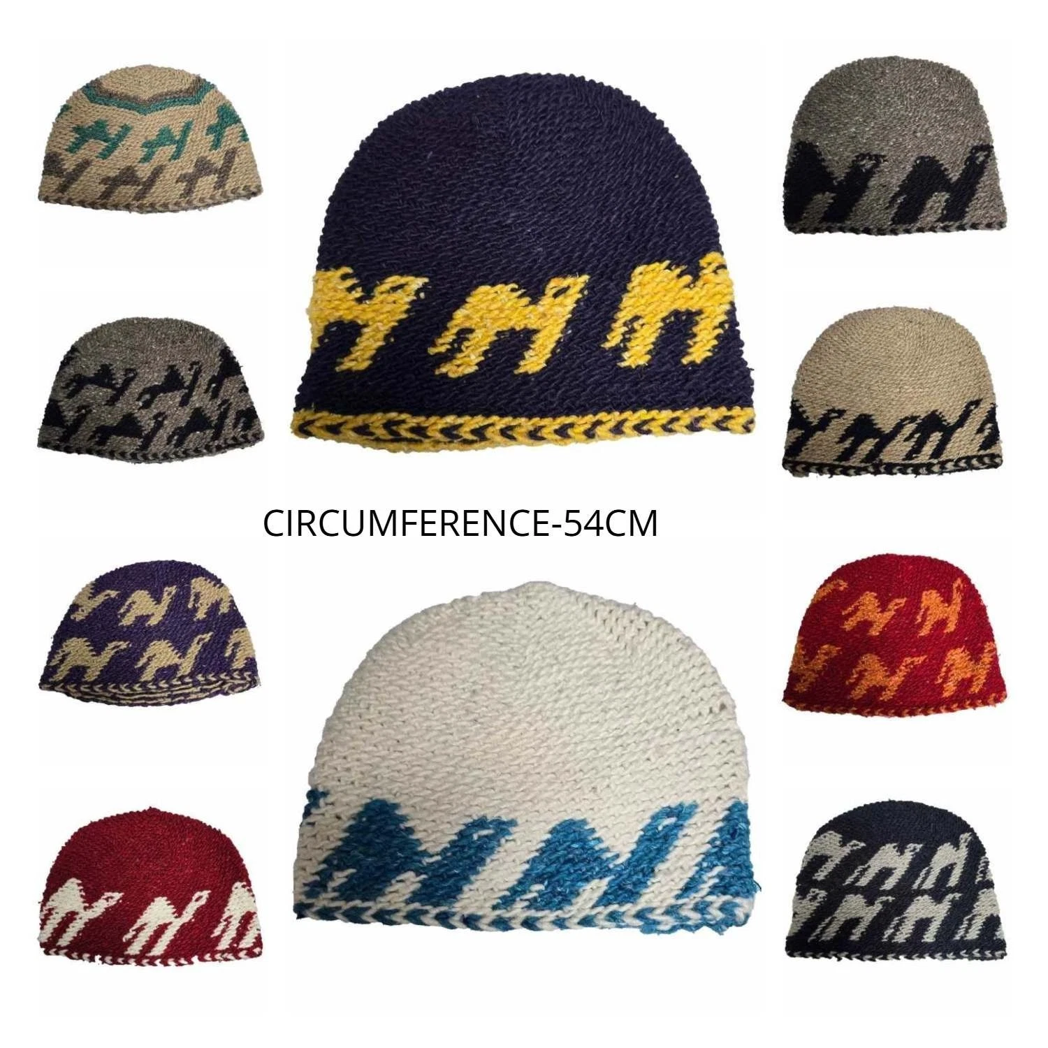 Unisex Winter Multicoloured Beanie Moroccan100% Hand Knitted Wool Hats