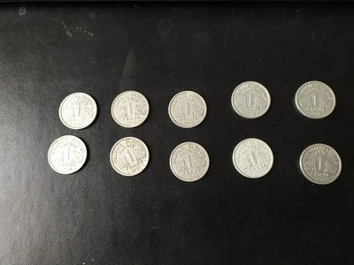 Lot de 10 pièces 1 Franc aluminium Bazor - Photo 1/2