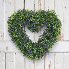 Artificial Lavender Heart Garden Door Decoration Wreath L44 x W48cm Uv Protected